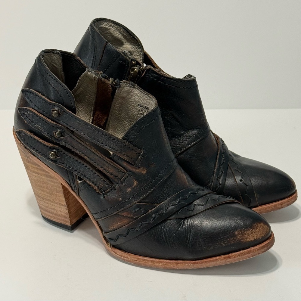 Freebird By Steven Gate Ankle Boots Block Heel Western Women Size 10 Black Brown